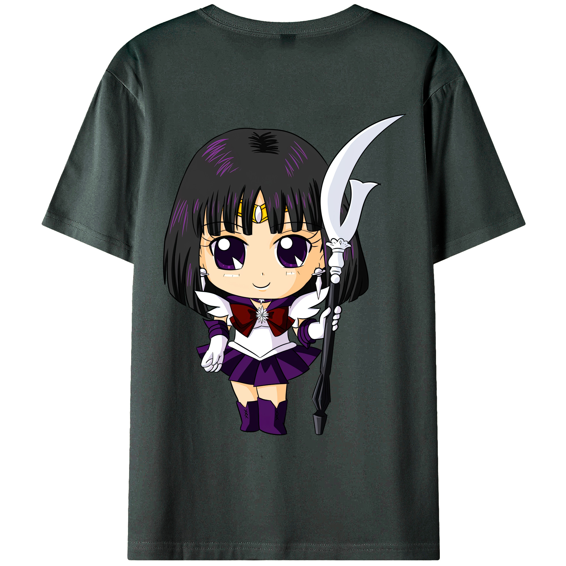 （画像用） 美少女戦士セーラームーン 土萠ほたる Sailor Moon Tomoe Hotaru （セーラーサターン；Sailor Saturn） 綿100％ メンズ半袖Tシャツ（バックプリント） 通気性
